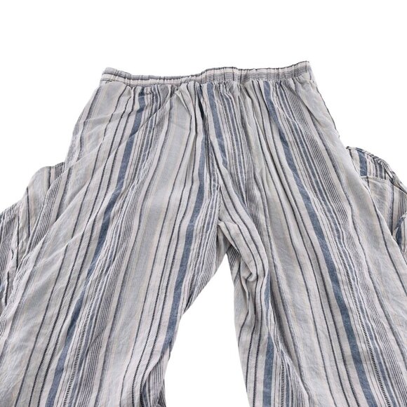 Drew Women's size Large Pull On Rayon & Linen Striped Wide-Leg Pants Linen Blend - Picture 7 of 7